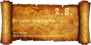 Krisko Boglárka névjegykártya
